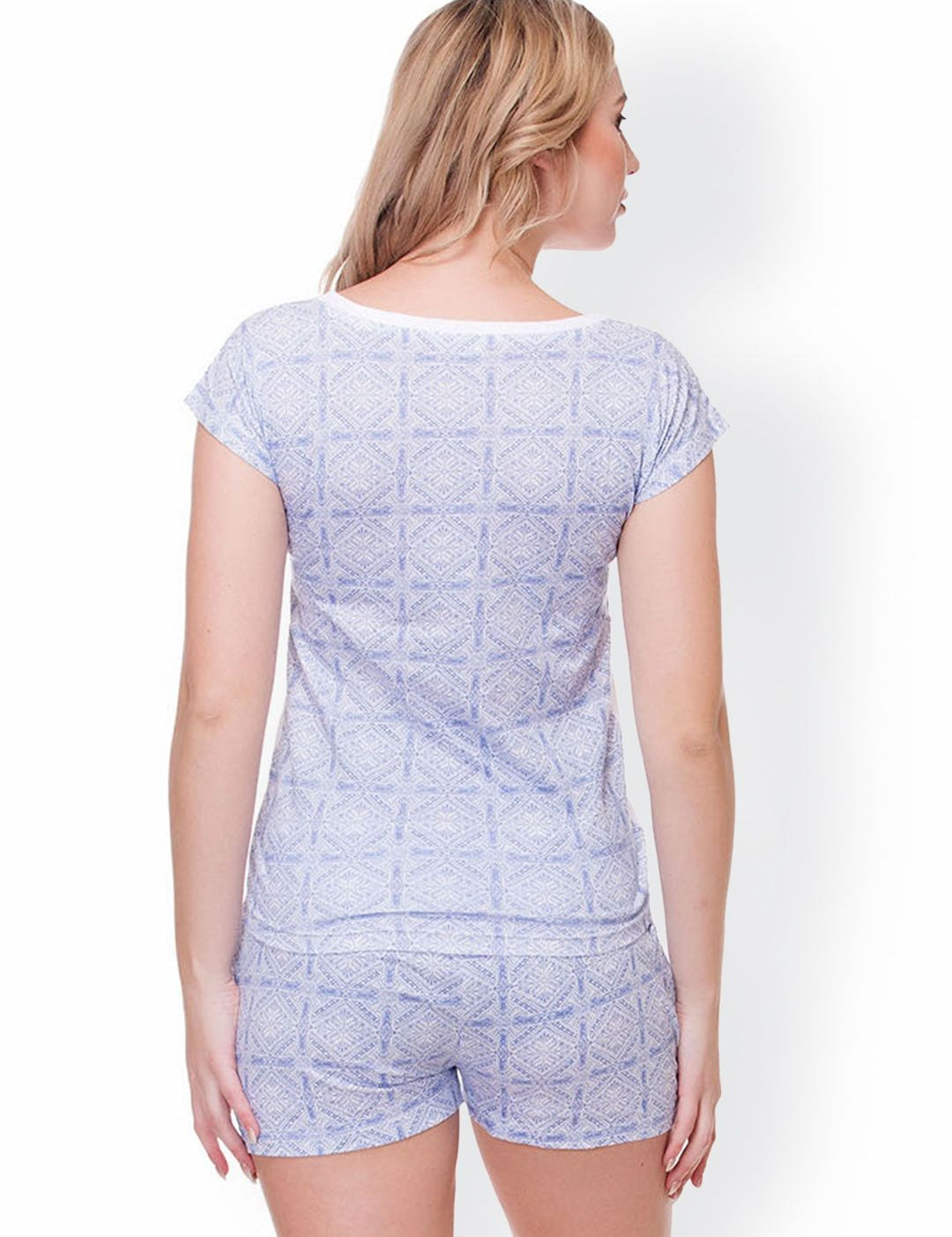 Kotty Womens White and blue Printed lounge set