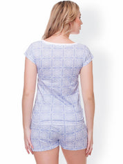 Kotty Womens White and blue Printed lounge set