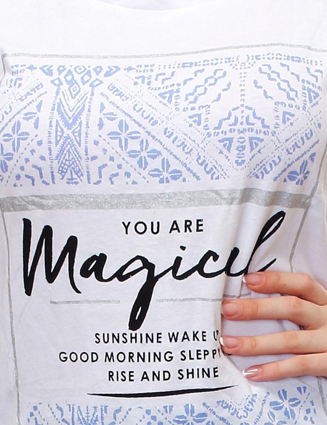 Kotty Womens White and blue Printed lounge set