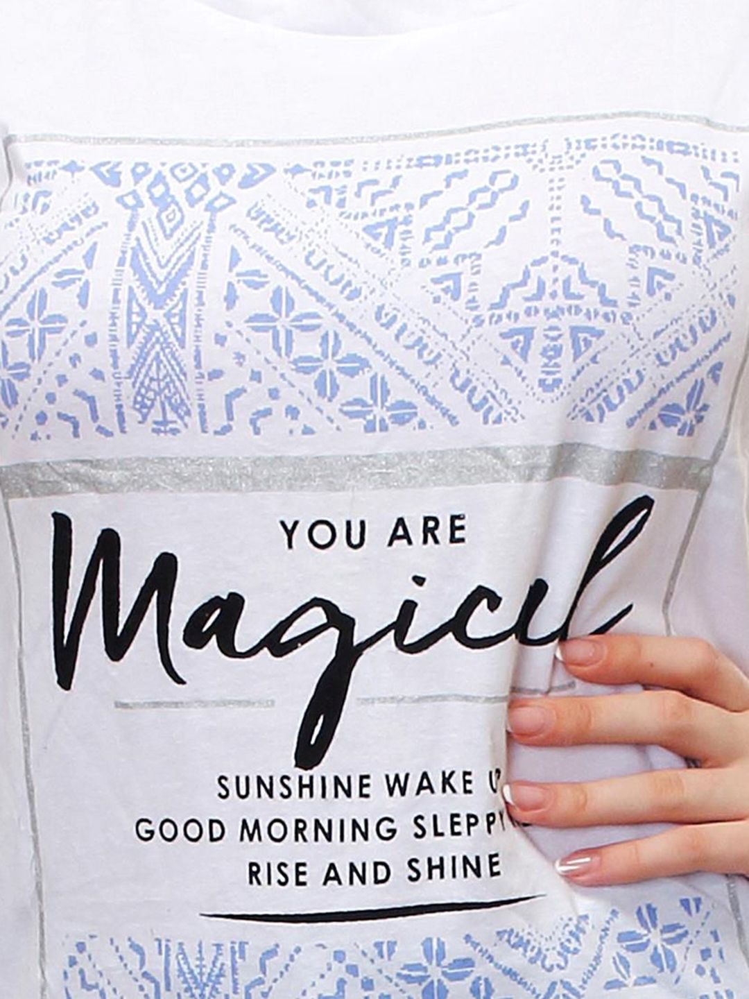 Kotty Womens White and blue Printed lounge set