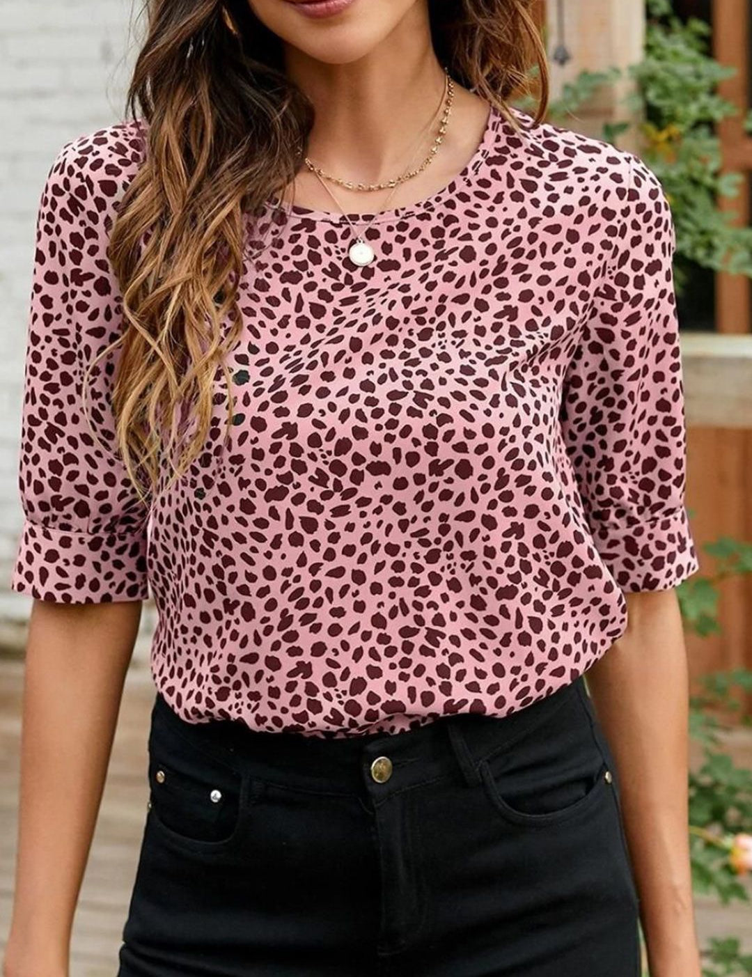 Kotty Animal Skin Printed Round Neck Top