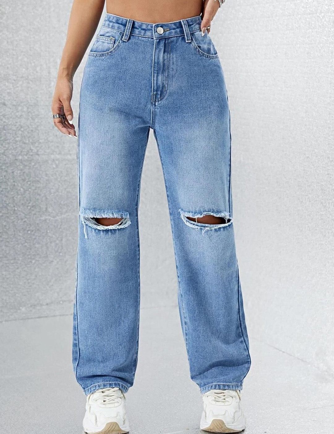 Kotty Women Straight Fit High-Rise Clean Look Light Fade Stretchable Jeans