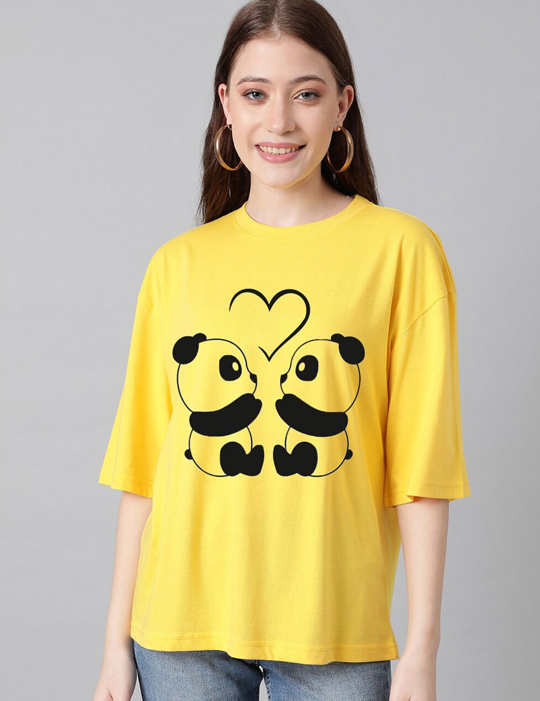 KOTTY Basics Graphic Printed Drop Shoulder Sleeves Oversized T-shirt