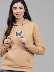 Kotty Women Beige Hooded Sweatshirt