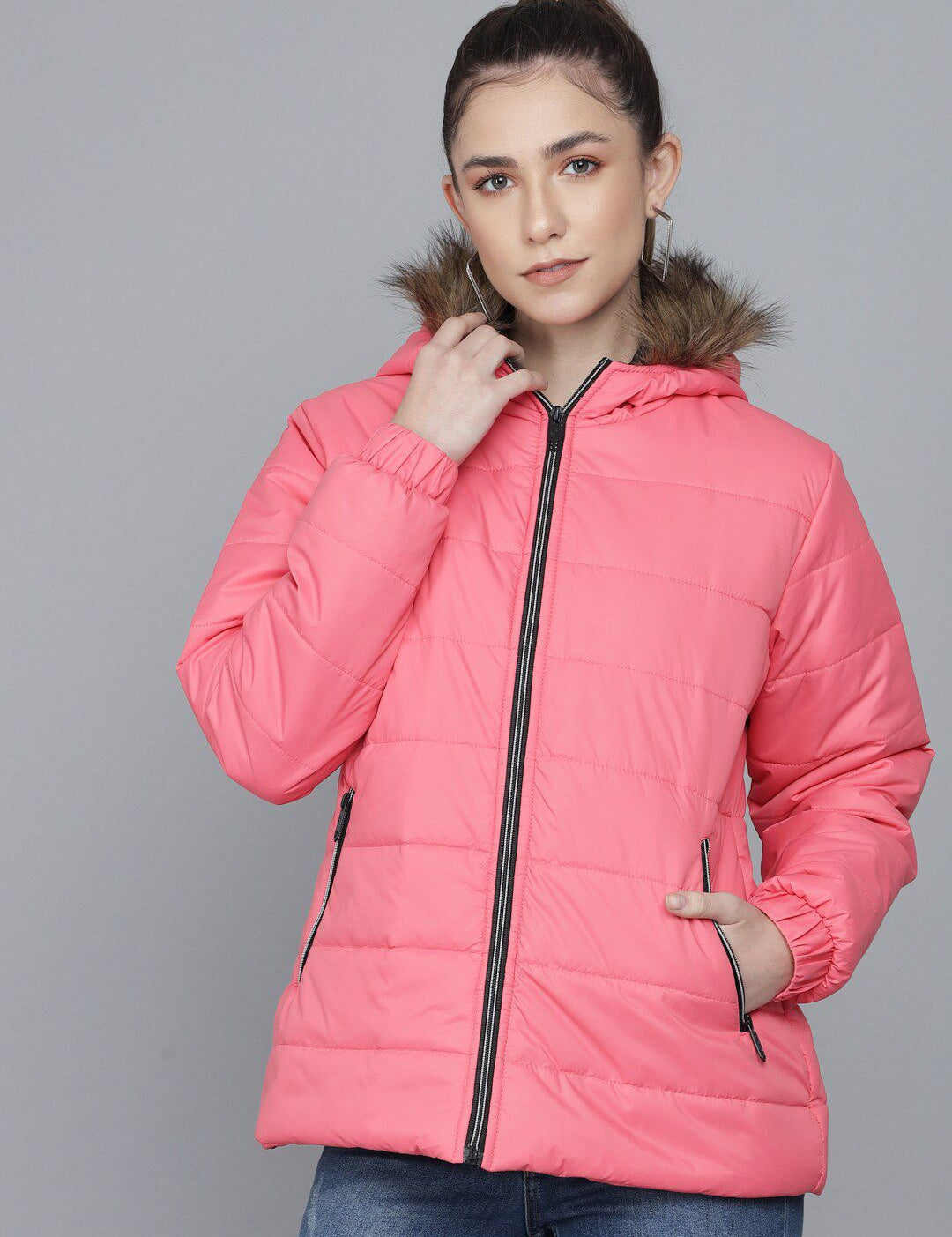 Kotty Women Pink Hooded Puffer Jacket