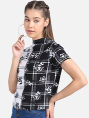 Kotty Women White Checked Pure Cotton Top