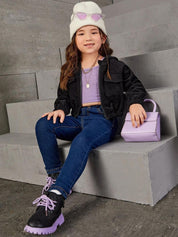 Kotty Girls Mid-Rise Clean Look Stretchable Cropped Jeans