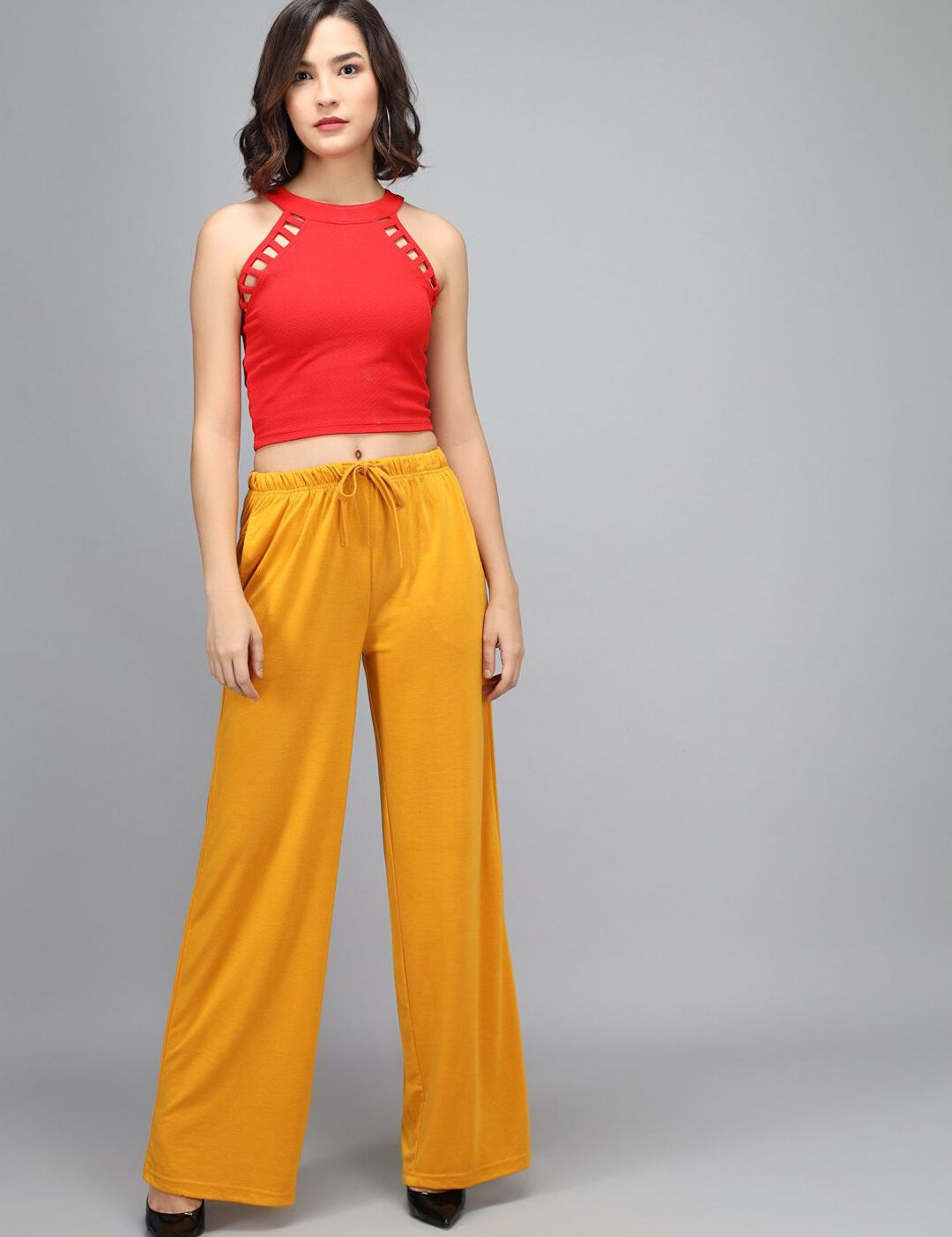 Kotty Women Yellow Loose Fit High-Rise Parallel Trousers