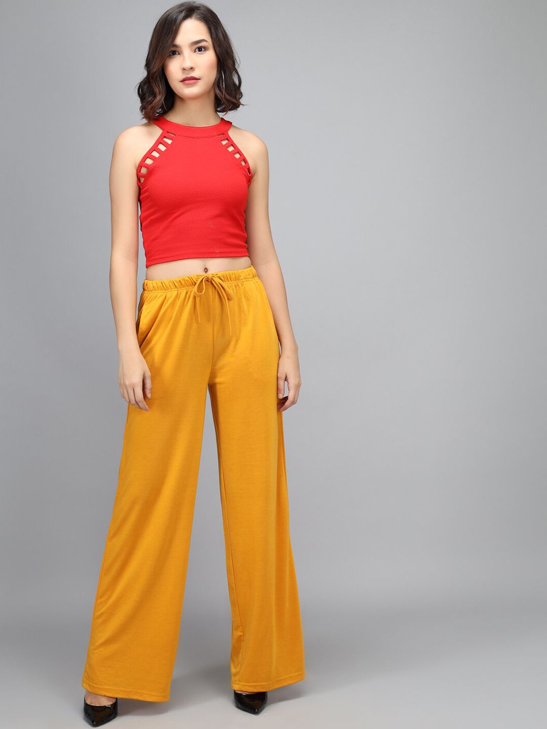 Kotty Women Yellow Loose Fit High-Rise Parallel Trousers