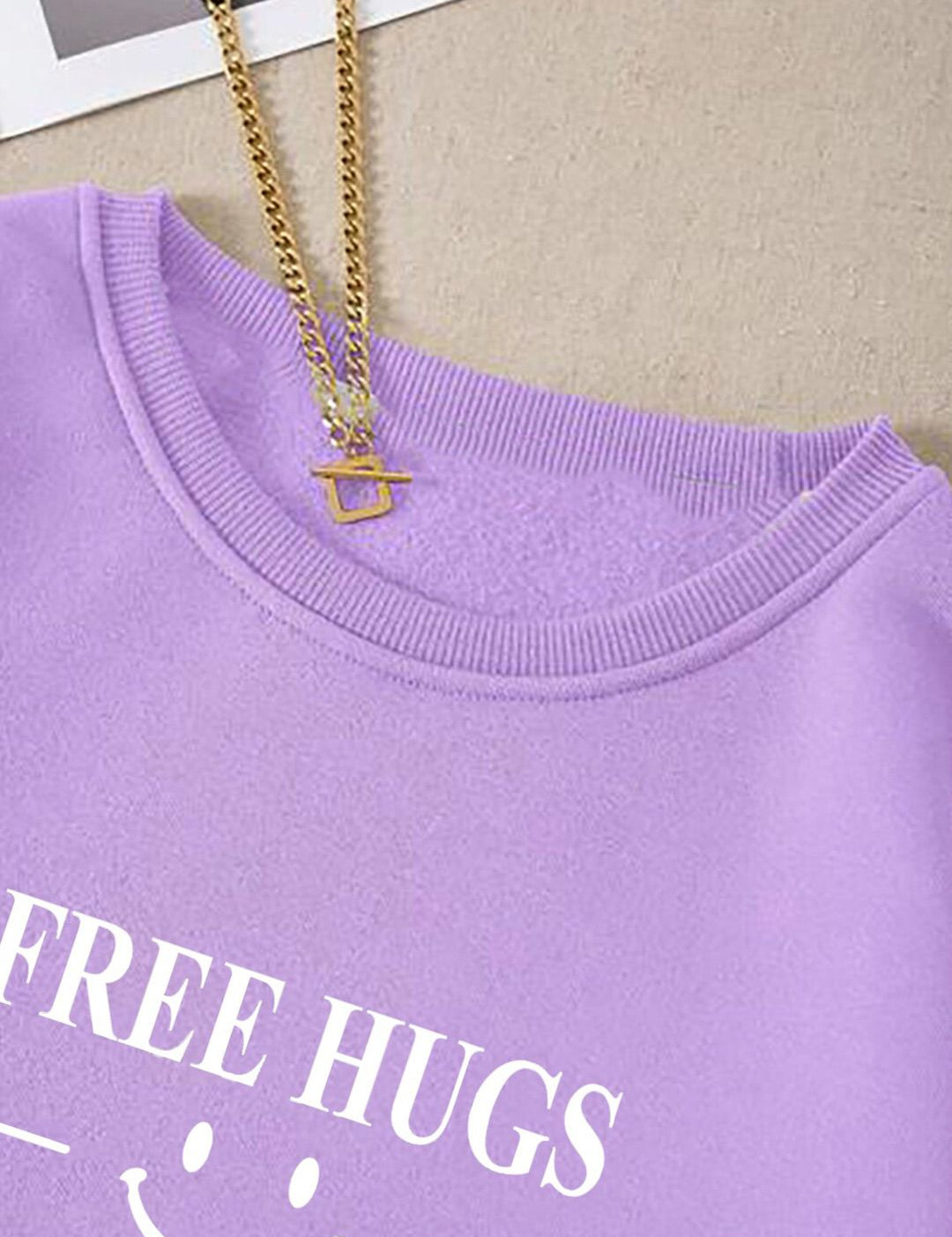 Kotty Purple Typographic Printed Fleece Sweatshirt