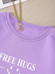 Kotty Purple Typographic Printed Fleece Sweatshirt