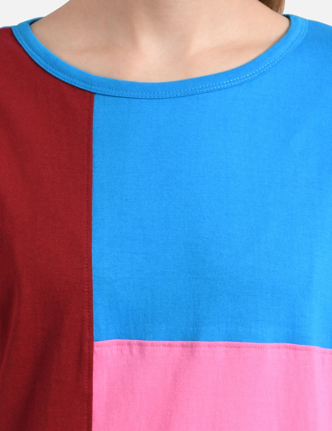 Kotty Women Multicoloured Colourblocked Round Neck T-shirt