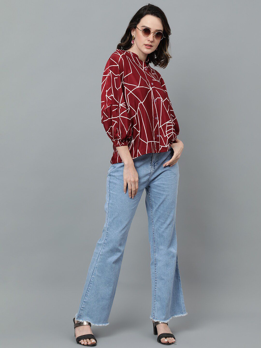 Kotty Maroon Abstract Printed Casual Shirt