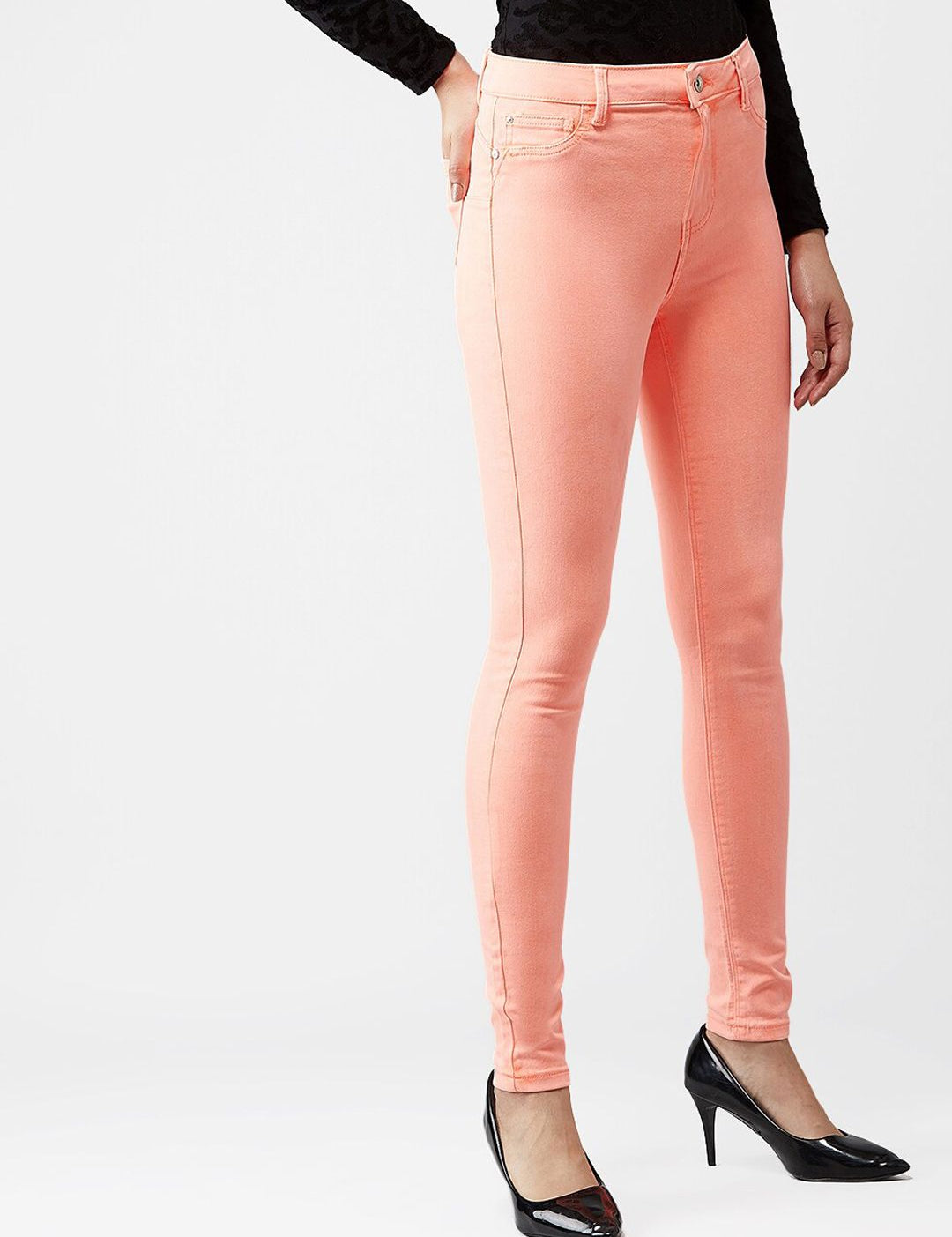 Kotty Women Orange & Coral Skinny Fit Jeans