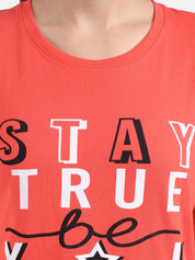 Kotty Women Blue & Coral Orange Pack of 2 Printed T-shirt