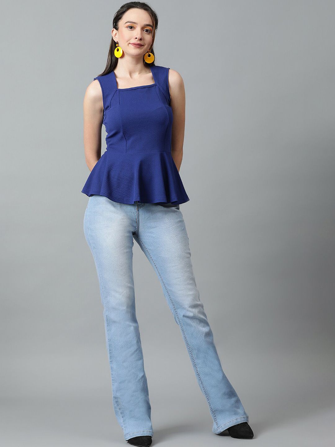 Kotty Square Neck Peplum Top