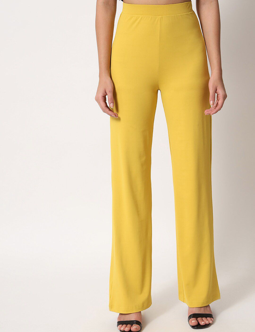 Kotty Women Yellow Relaxed Straight Fit High-Rise Easy Wash Trousers