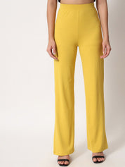 Kotty Women Yellow Relaxed Straight Fit High-Rise Easy Wash Trousers