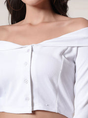 Kotty Women Solid Off-Shoulder Bardot Top