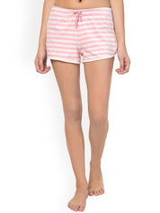 Kotty Women Pink & White Striped Lounge Shorts