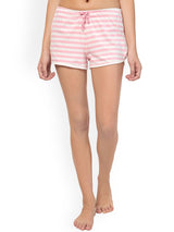 Kotty Women Pink & White Striped Lounge Shorts