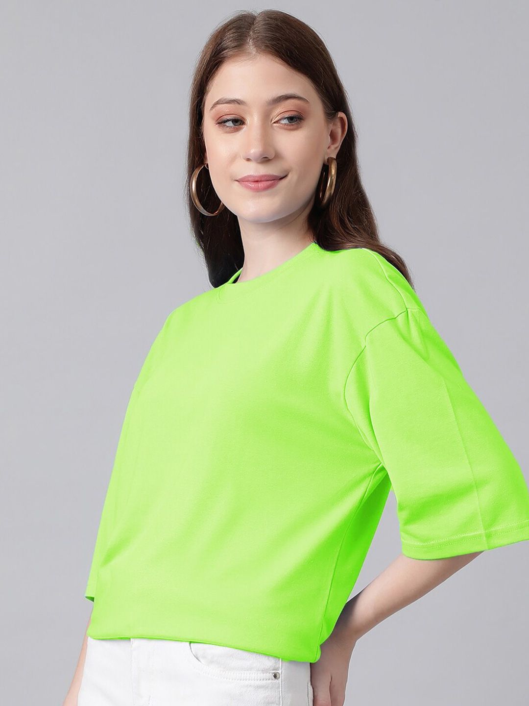 KOTTY Basics Basics Round Neck Drop-Shoulder Sleeves Oversized T-shirt