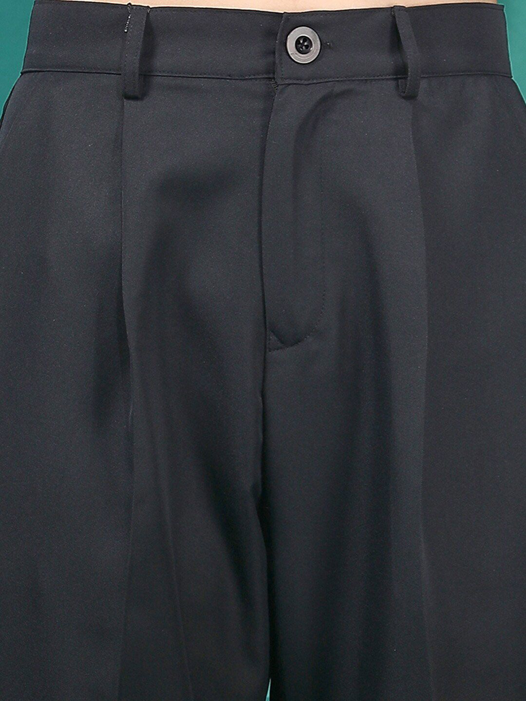 Stylecast X KOTTY BIZwear Women Black Relaxed Slim Fit High-Rise Easy Wash Peg Trousers