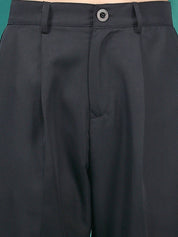 Stylecast X KOTTY BIZwear Women Black Relaxed Slim Fit High-Rise Easy Wash Peg Trousers