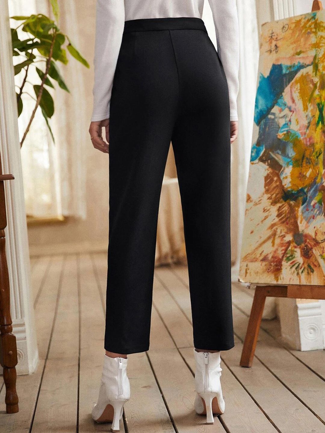 KOTTY BIZwear Women Relaxed High-Rise Easy Wash Pleated Trousers