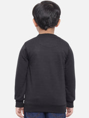 Kotty Boys Black Typography Printed Fleece Sweatshirt
