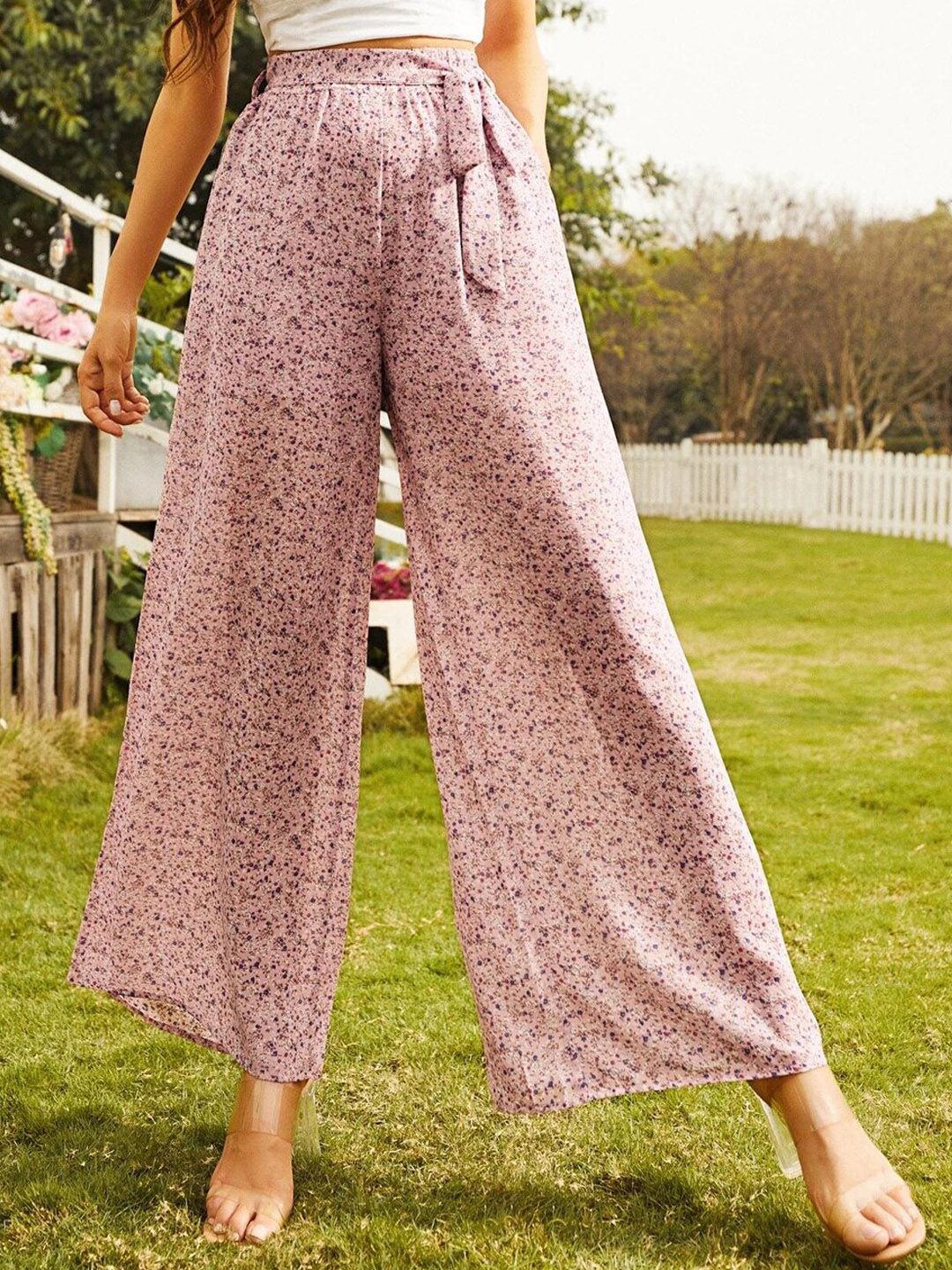 Kotty Women Floral Relaxed High-Rise Parallel Trousers