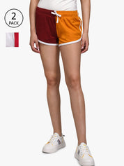 Kotty Women Multicoloured Pack of 2 Colourblocked Slim Fit Hot Pants