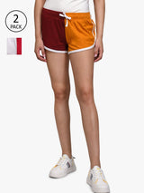 Kotty Women Multicoloured Pack of 2 Colourblocked Slim Fit Hot Pants