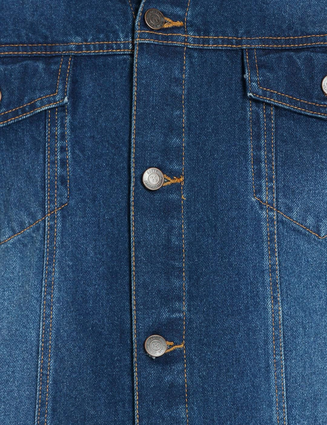 Kotty Men Blue Solid Denim Jacket