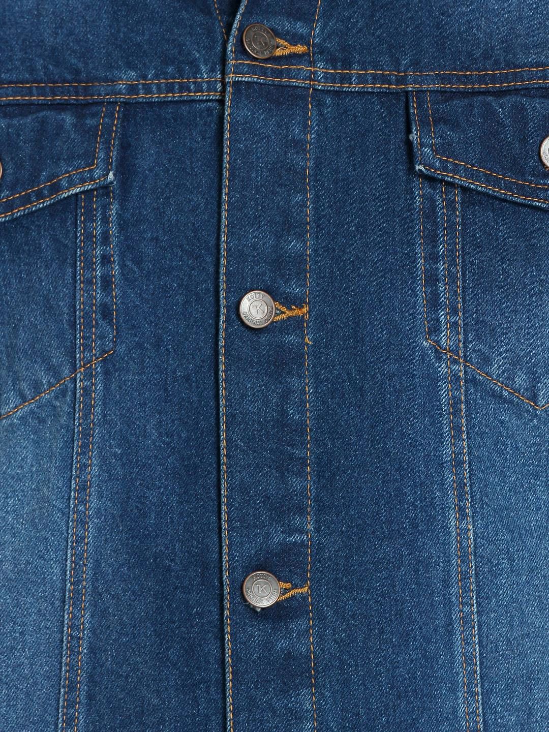Kotty Men Blue Solid Denim Jacket