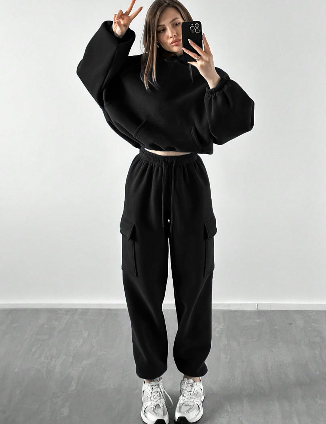 Kotty Hooded Mid Rise Sweatshirt With Joggers 