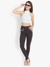 Kotty Women Black Skinny Fit High-Rise Clean Look Stretchable Jeans