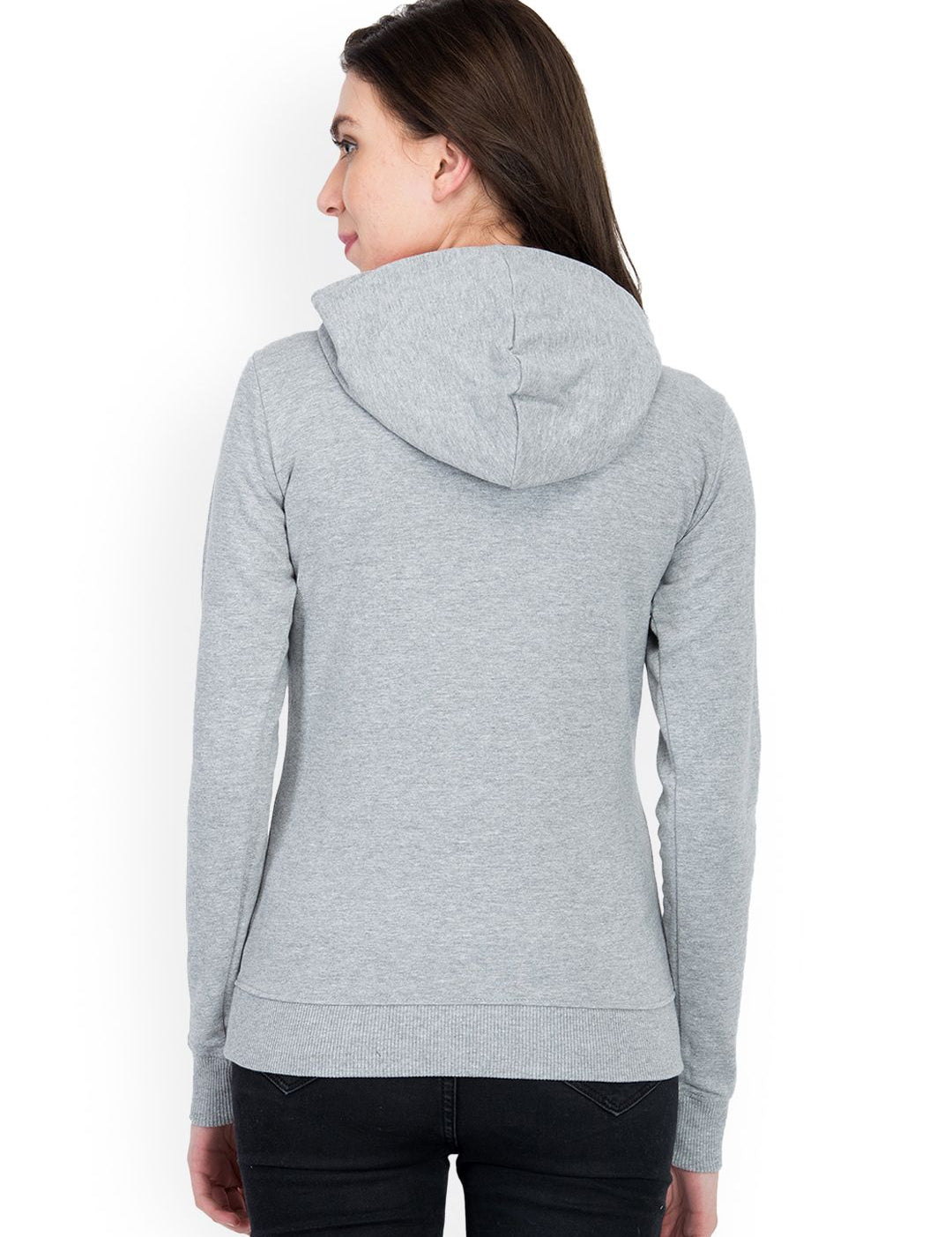 Kotty Women Grey Melange Printed Sweatshirt