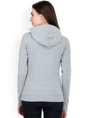 Kotty Women Grey Melange Printed Sweatshirt