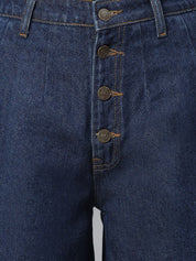 Kotty Women Navy Blue Flared High-Rise Clean Look Stretchable Jeans