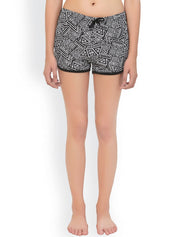 Kotty Women Black & White Geometric Printed Lounge Shorts