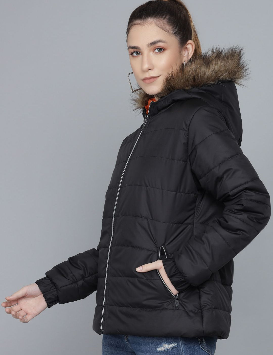 Kotty Women Black Parka Jacket