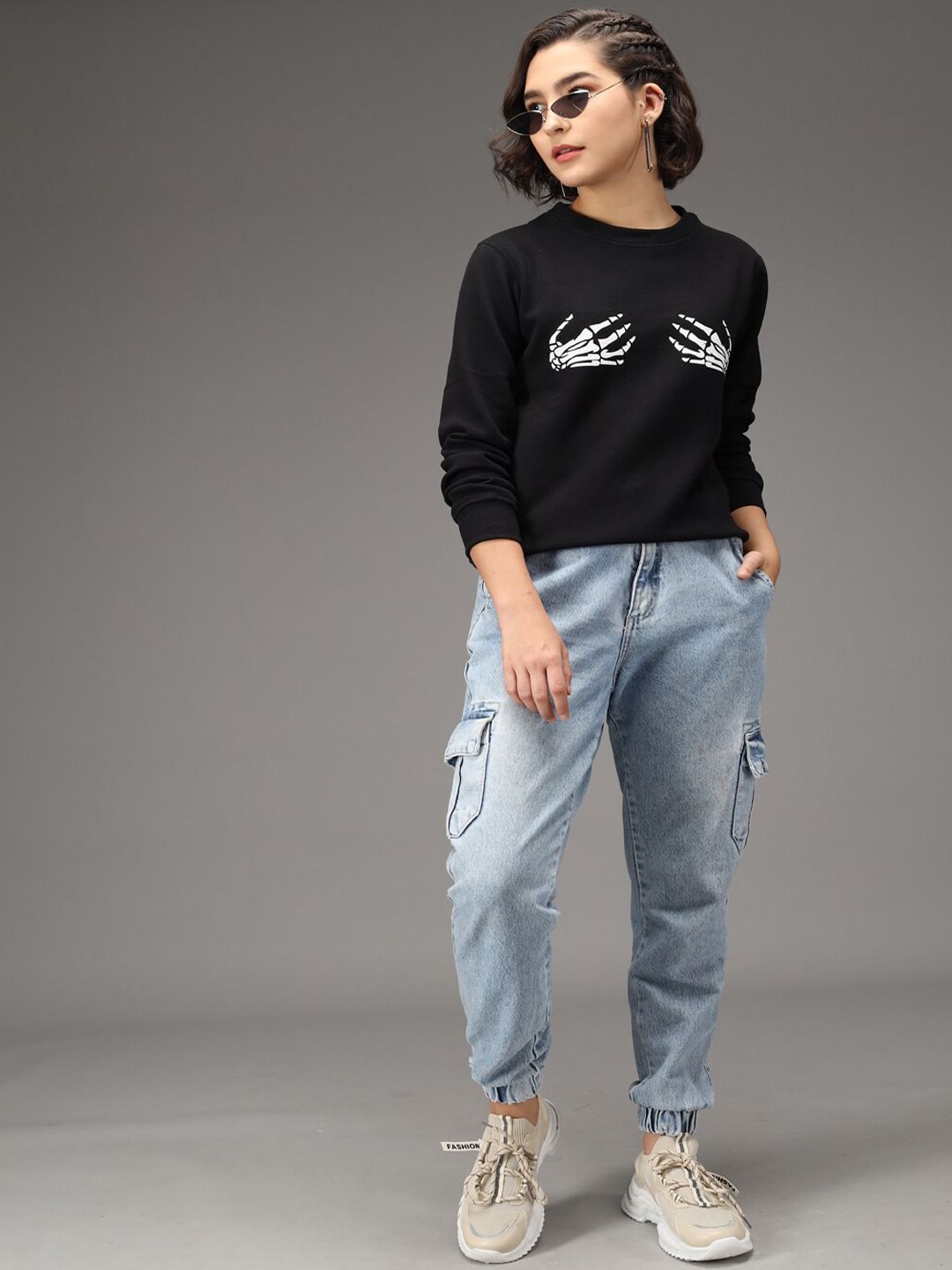 Kotty Women Black Printed Sweatshirt