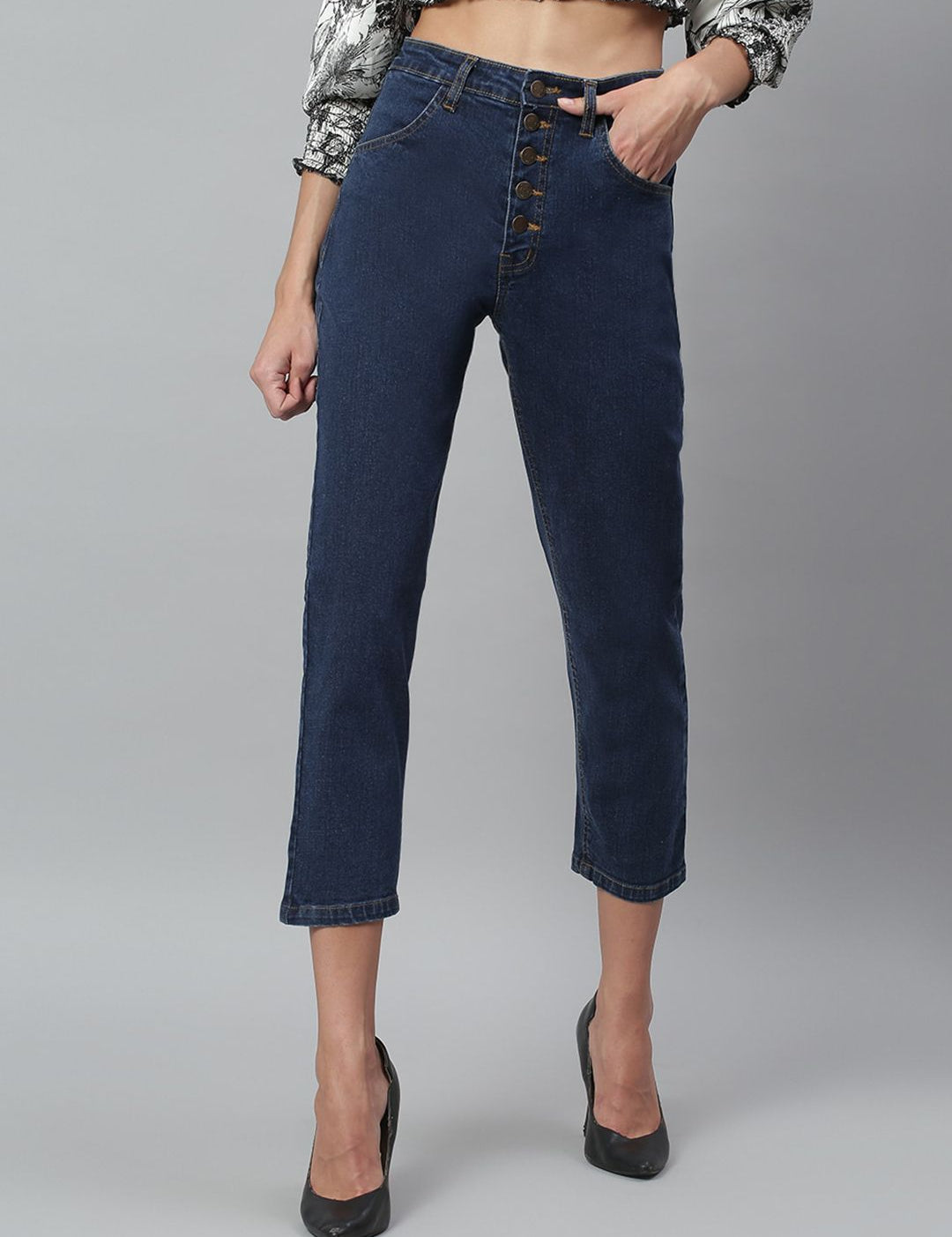 Kotty Women Blue Slim Fit High-Rise Clean Look Stretchable Jeans