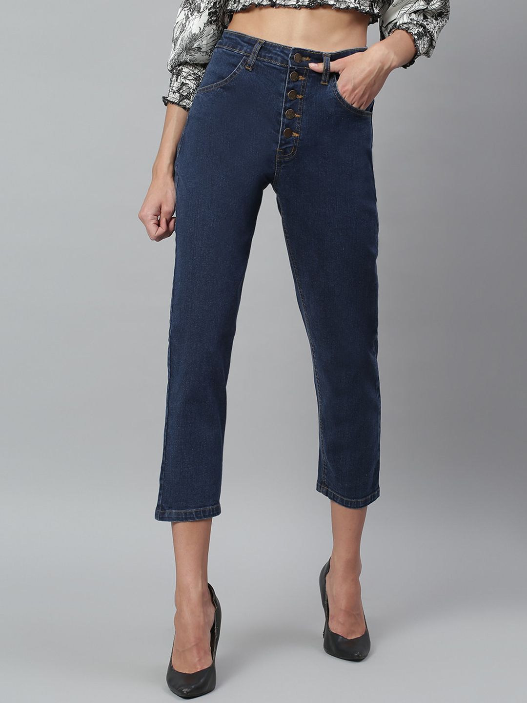 Kotty Women Blue Slim Fit High-Rise Clean Look Stretchable Jeans