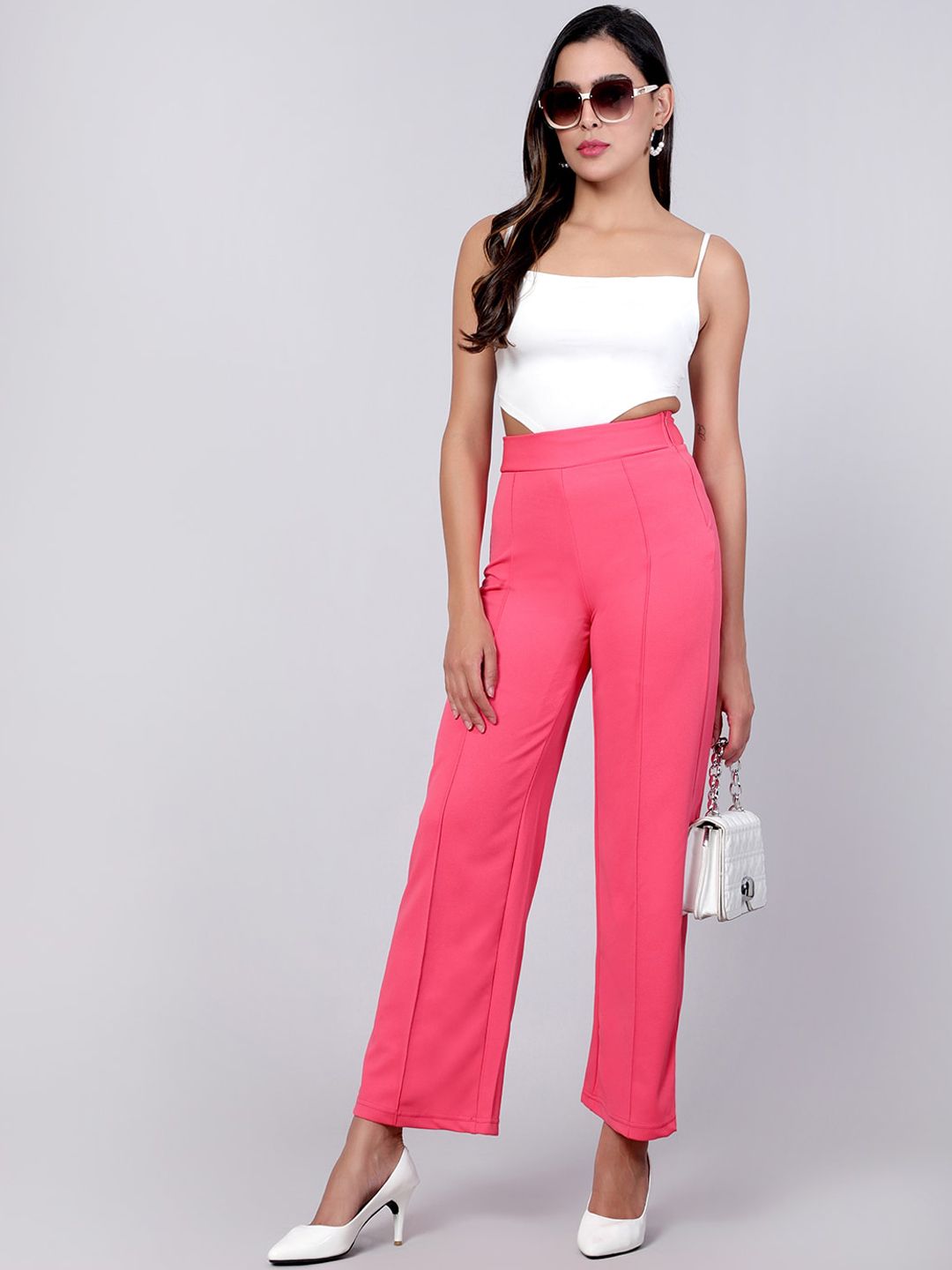 Kotty Women Pack Of 2 Relaxed Straight Leg High-Rise Easy Wash Parallel Trousers