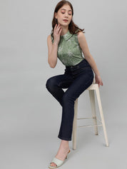 Kotty Green Floral Printed Peter Pan Collar Top