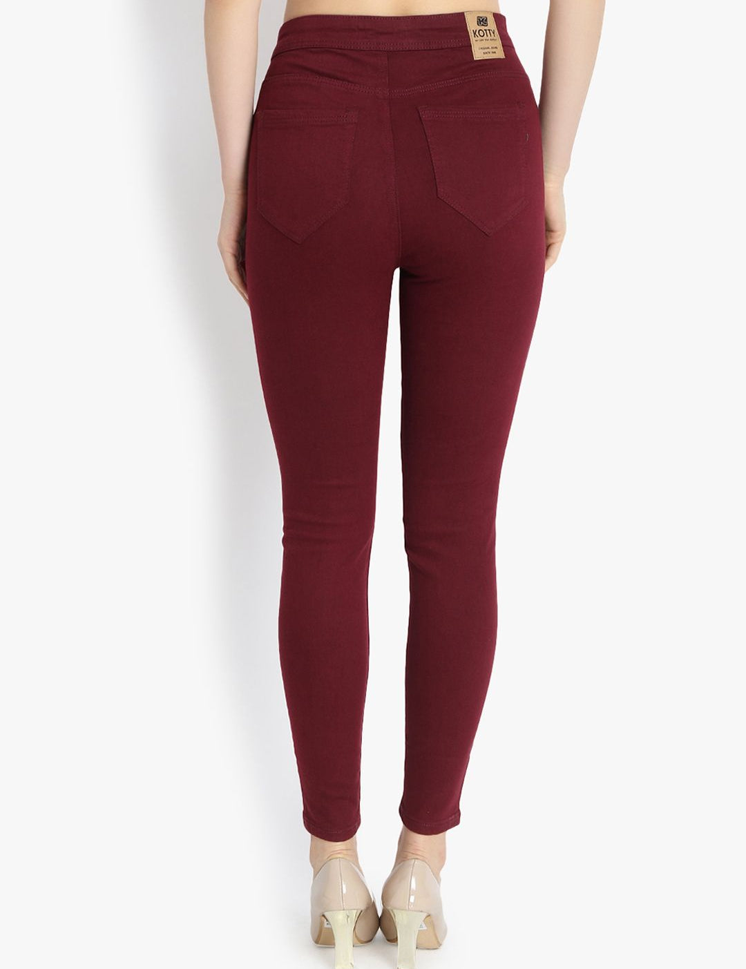 Kotty Women Maroon Skinny Fit High-Rise Clean Look Jeans