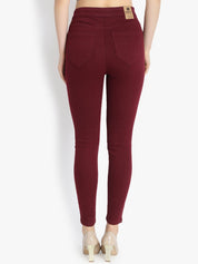 Kotty Women Maroon Skinny Fit High-Rise Clean Look Jeans