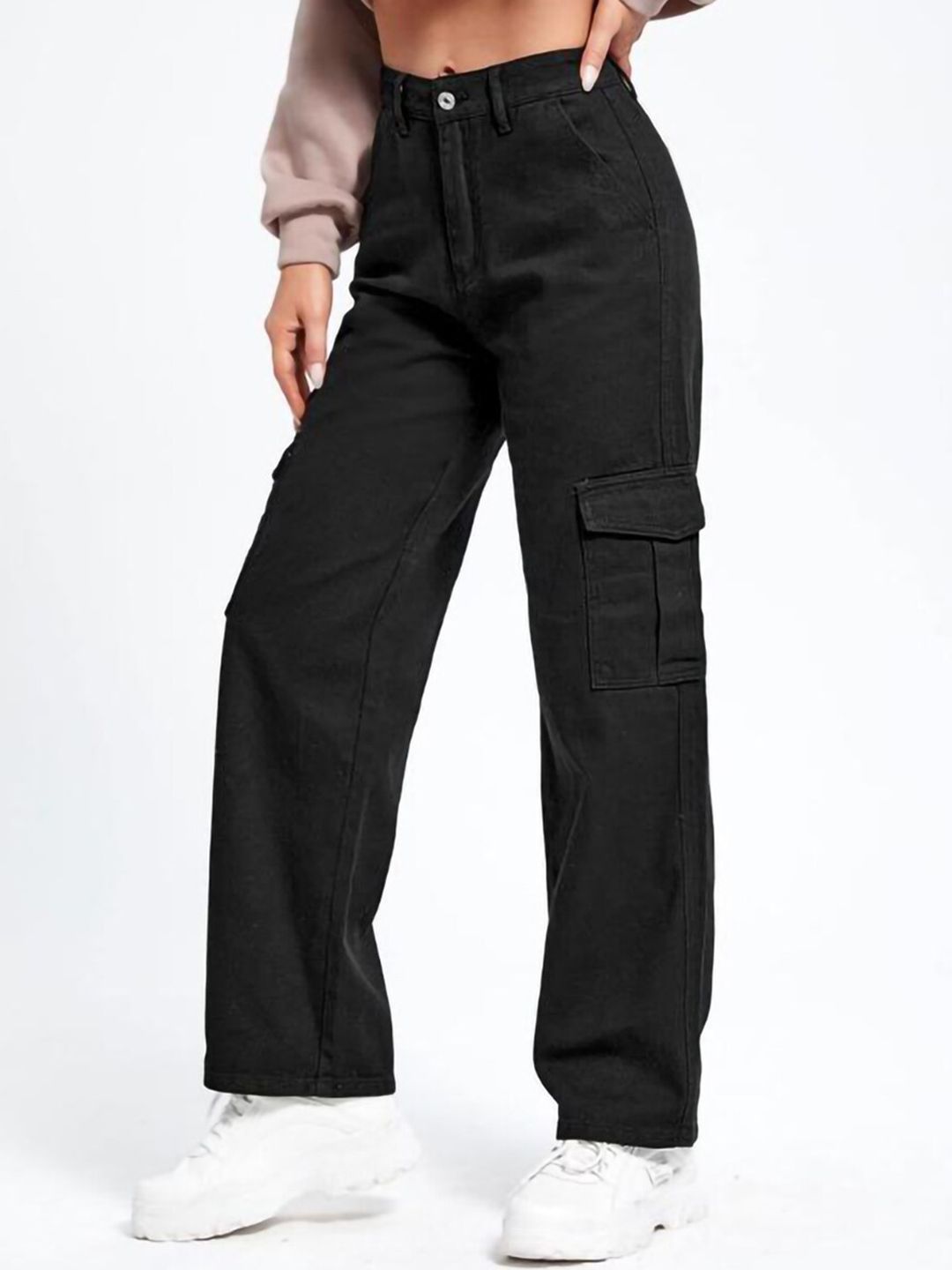 Kotty Women Black Straight Fit High Rise Clean Look Stretchable Jeans